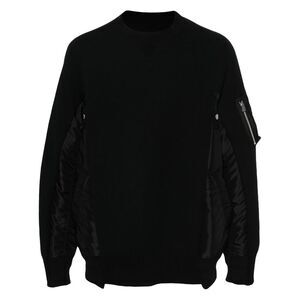 Sacai Men Cotton And Nylon Crewneck Sweater